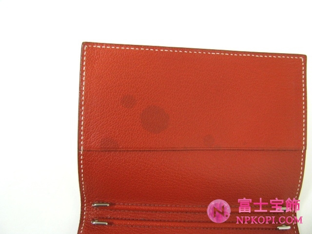 エルメス手帳カバーレッド（金具：シルバー）HERMES328037